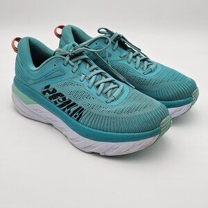 Hoka Bondi 7 Women 10.5 D Shoes Road Race Responsive Stability Blue White